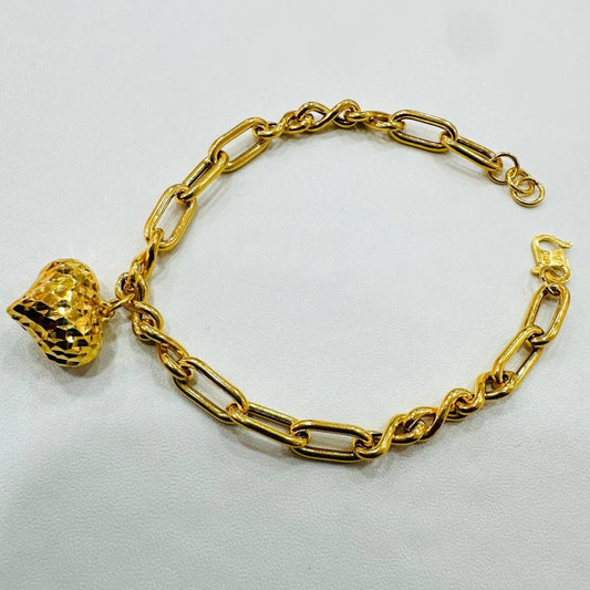 22k / 916 Gold Anchor Infinity Bracelet with Dangling Heart - Best Gold Shop 22k gold 22k gold bracelet 916 gold Bracelets