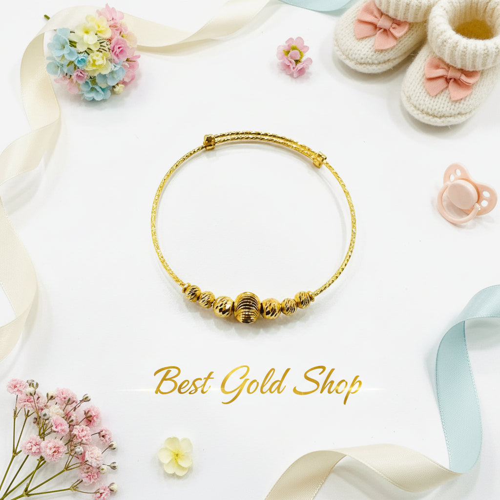 22K / 916 Gold Baby Bangle Slim Design 3BraceletsBest Gold Shop