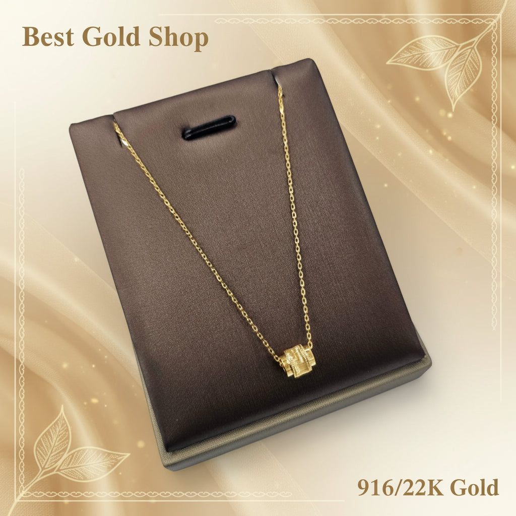 22k / 916 Gold Barrel Pendant with Chain by Best Gold ShopNecklacesBest Gold Shop