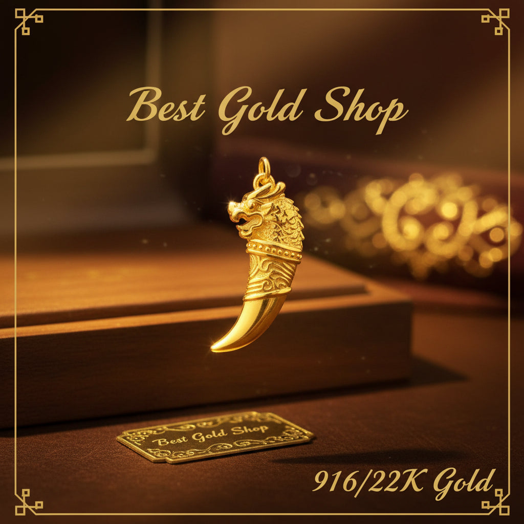 22k / 916 Gold Dragon Tooth Pendant by Best Gold ShopCharms & PendantsBest Gold Shop