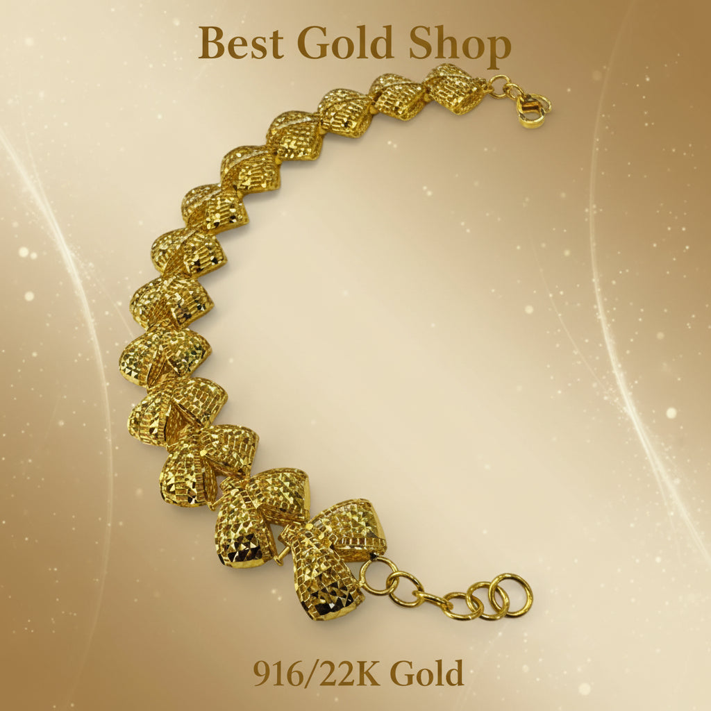 22K / 916 Gold Fancy Fan Design Bracelet Shiny ElegantBraceletsBest Gold Shop
