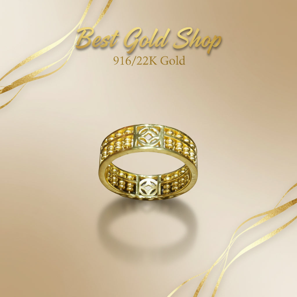 22k / 916 Gold Full Abacus Ring with coin design Smooth V3 by Best Gold ShopRingsBest Gold Shop