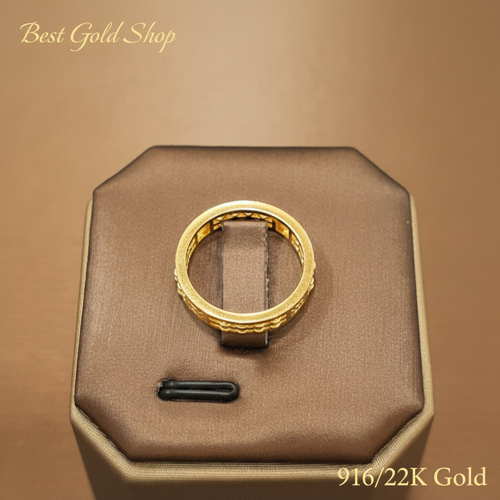 22k / 916 Gold Full Round Slim Abacus Ring with Coin by Best Gold ShopRingsBest Gold Shop