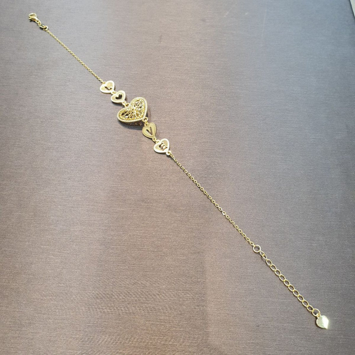22k / 916 Gold Golden Heart Chain Bracelet by Best Gold Shop - 22k gold 22k gold bracelet 916 gold Bracelets