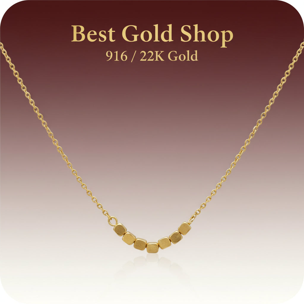 22k / 916 Gold Golden Hex Bead Necklace by Best Gold ShopNecklacesBest Gold Shop