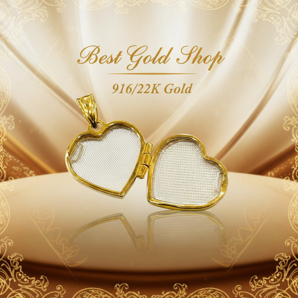22k / 916 gold heart photo frame pendant by Best Gold ShopCharms & PendantsBest Gold Shop