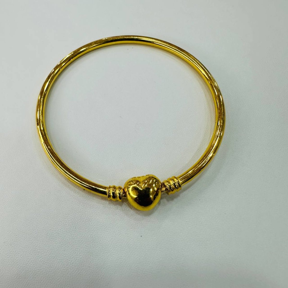 22K / 916 Gold Heart Shiny Charm Bangle by Best Gold Shop - Best Gold Shop 22k gold 22k gold bangle 916 gold Bracelets