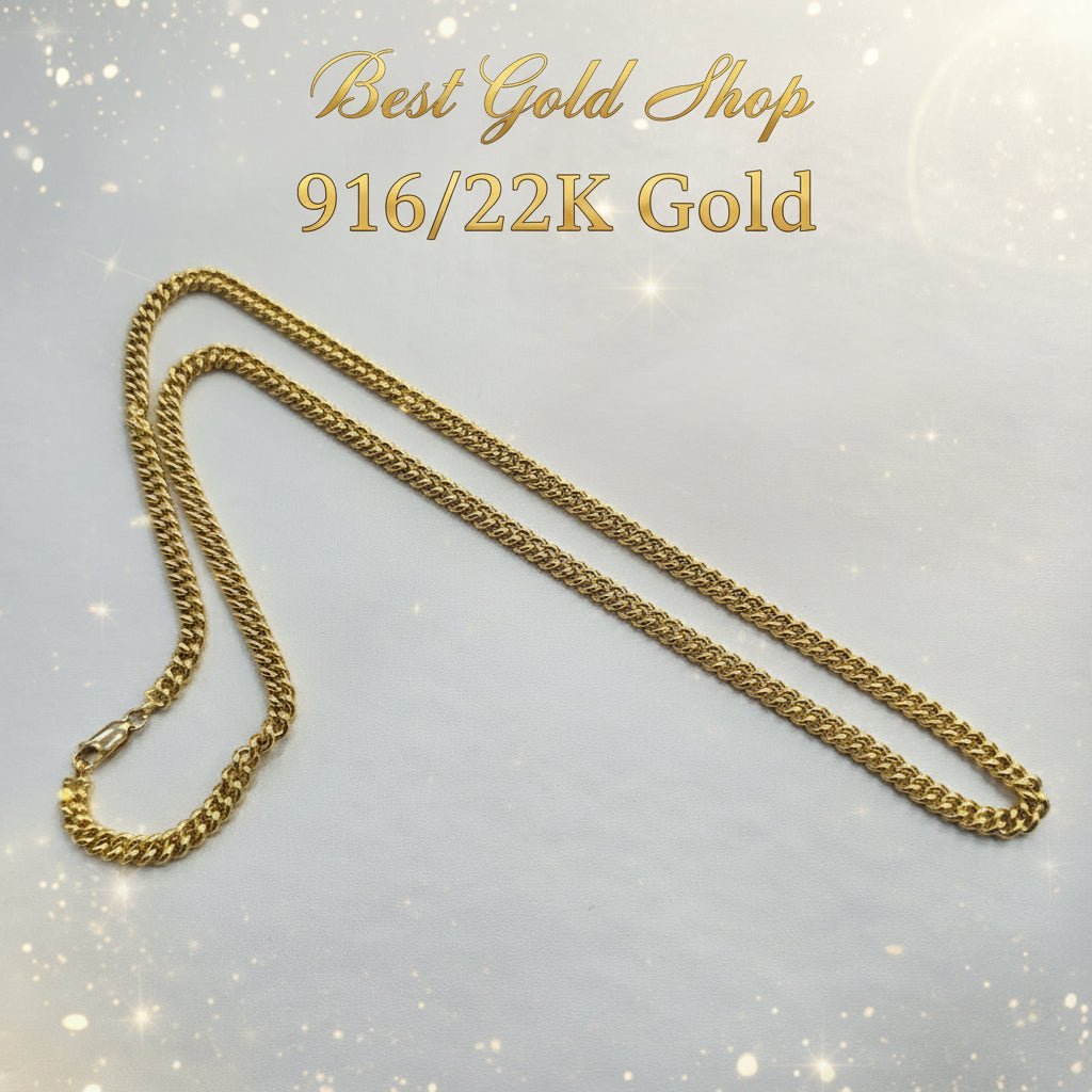 22k / 916 Gold Hollow Fish Bone Chain by Best Gold ShopNecklacesBest Gold Shop
