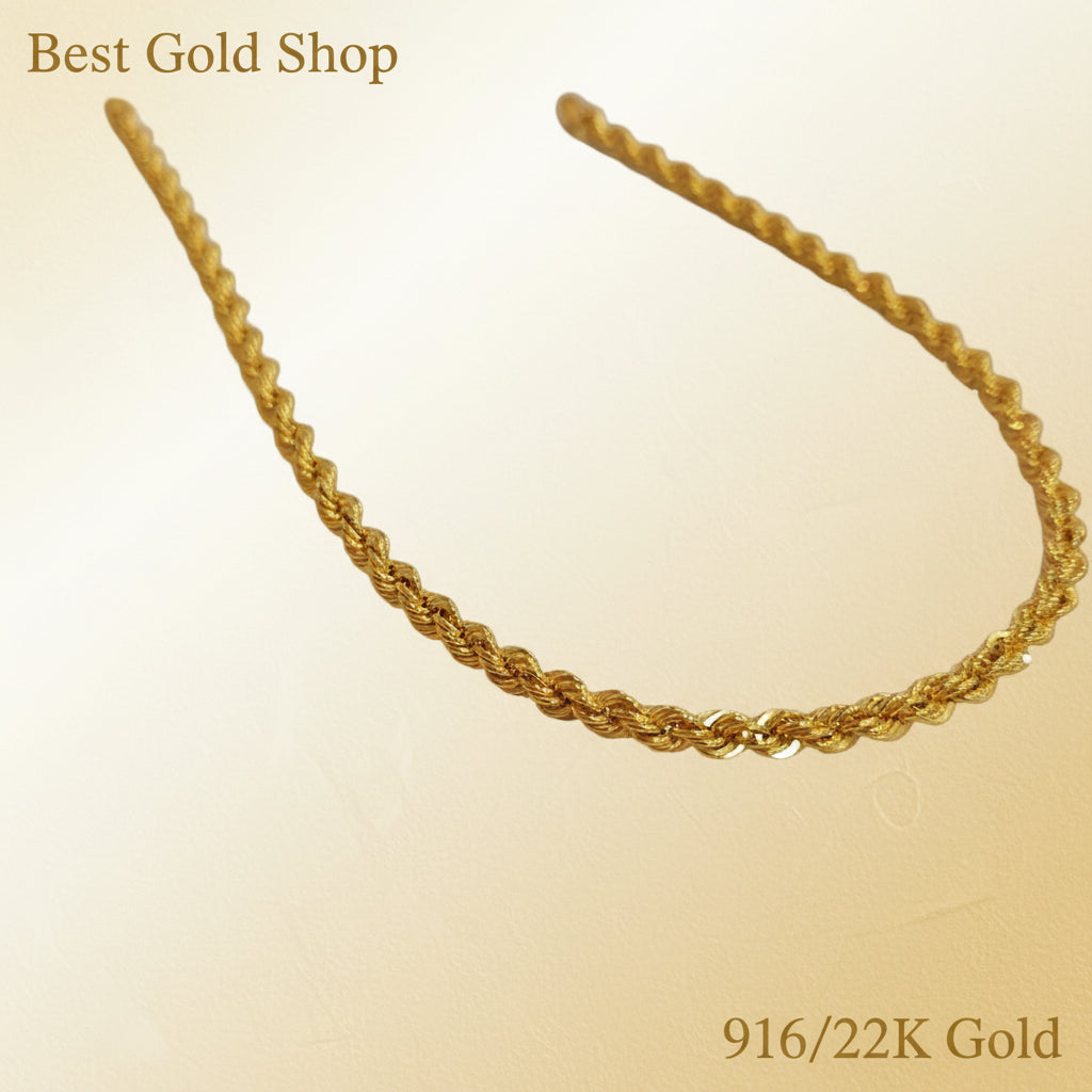 22k / 916 Gold Hollow Rope Anklet Evergreen DesignankletBest Gold Shop