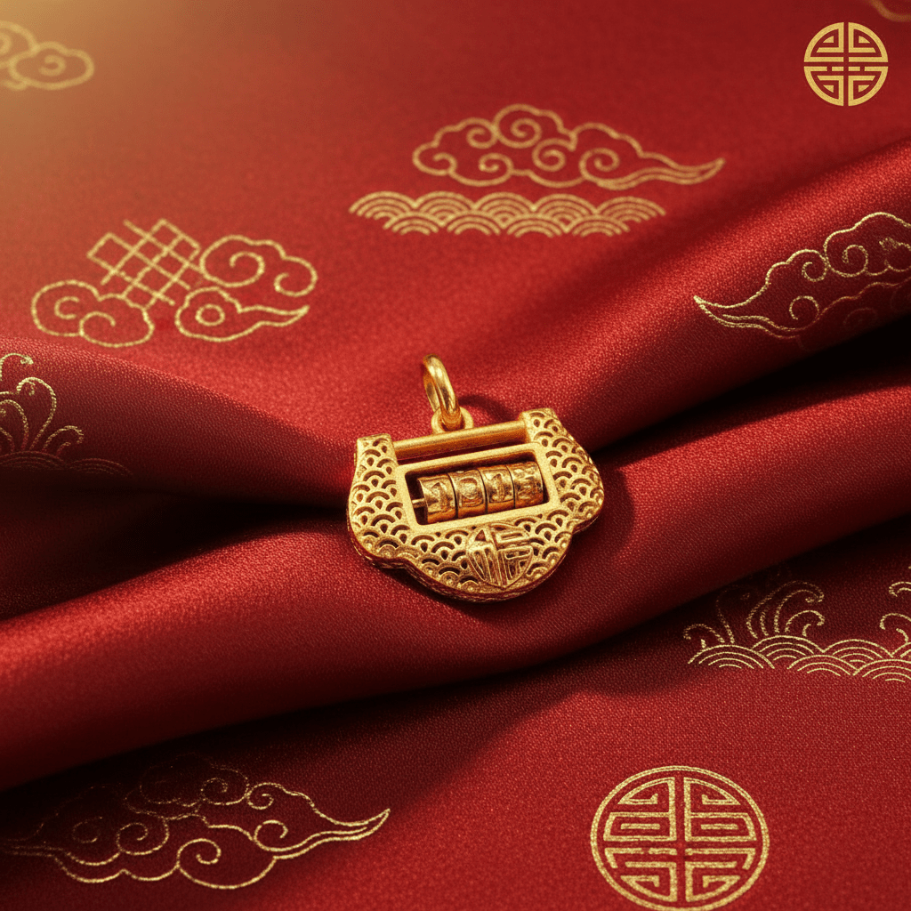 22k / 916 Gold Lock Pendant with spinning number lock 22k gold - Photo 8 - Best Gold Shop