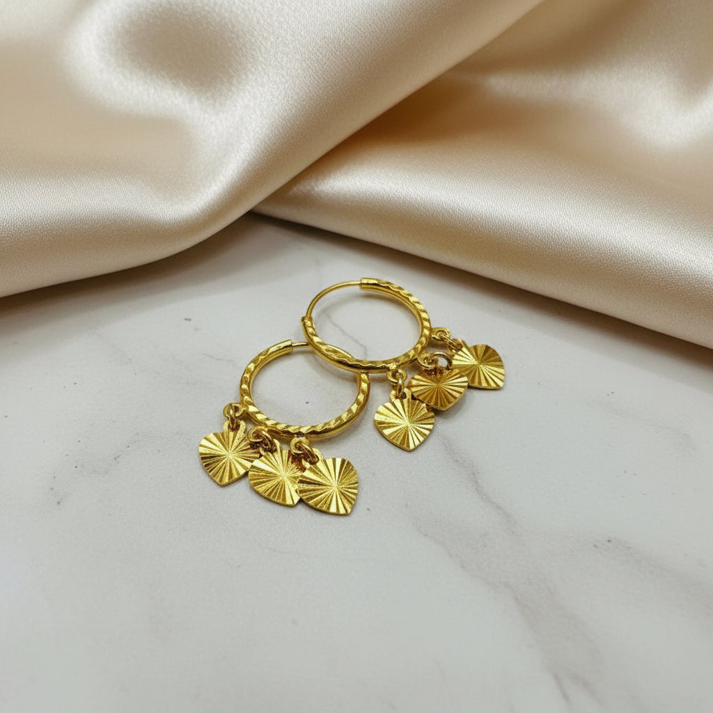 22k / 916 Gold Loop Earring with Dangling Heart by Best Gold ShopEarringsBest Gold Shop
