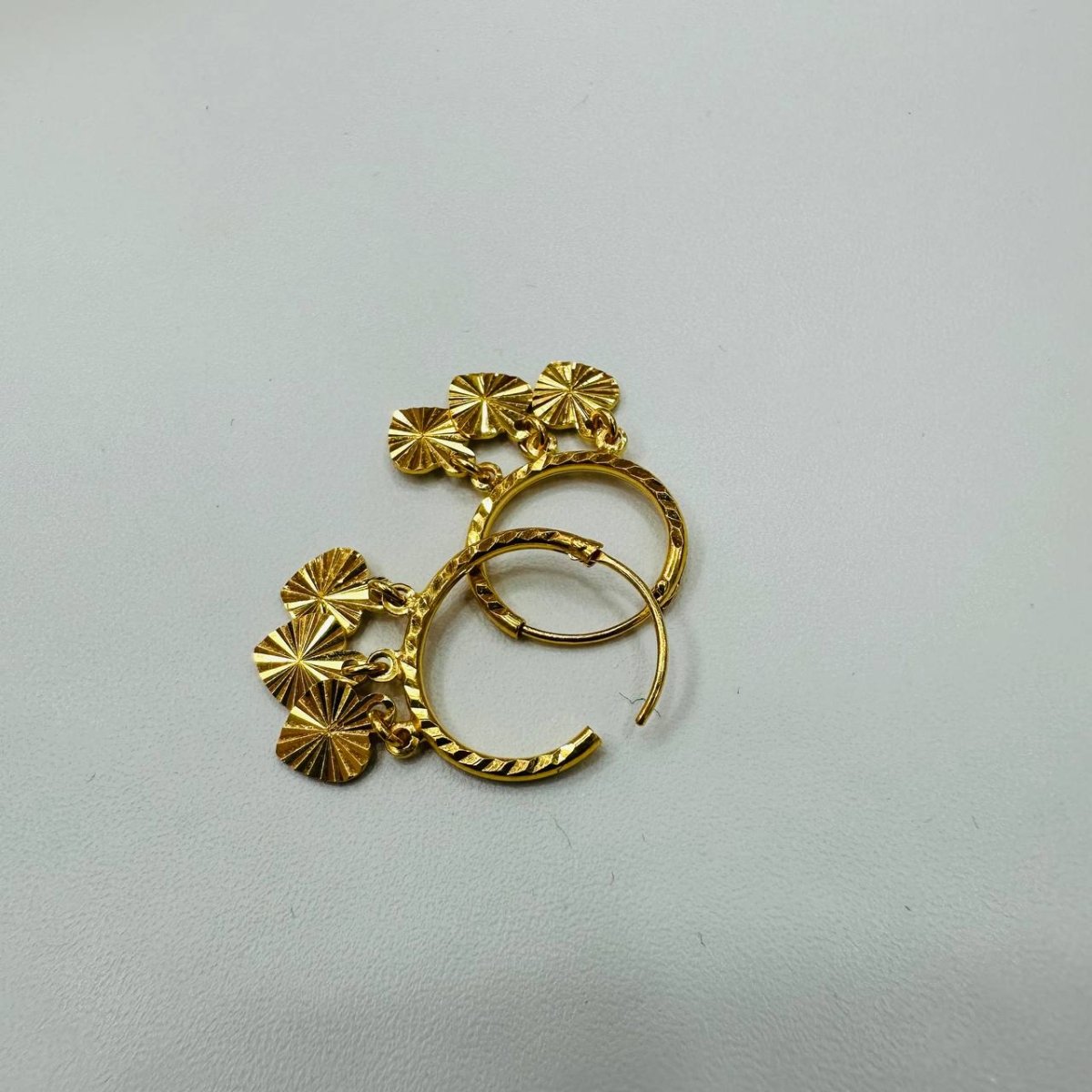 22k / 916 Gold Loop Earring with Dangling Heart by Best Gold Shop - 22k gold 22k gold earring 916 gold Earrings