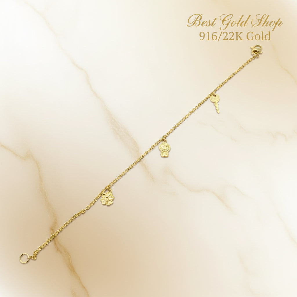 22k / 916 Gold Lucky Charms Bracelet - Best Gold Shop 22k gold 22k gold bracelet 916 gold Bracelets
