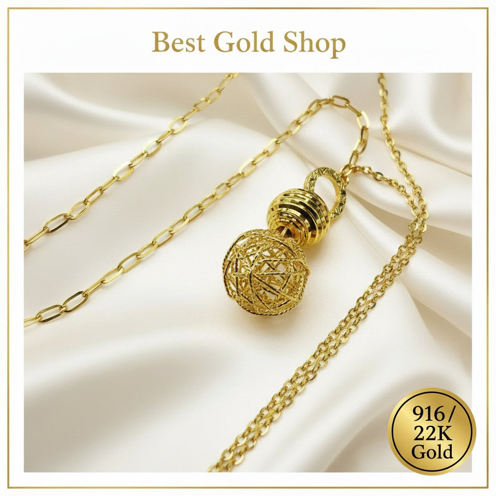 22k / 916 Gold Mesh and Disco Ball NecklaceNecklacesBest Gold Shop