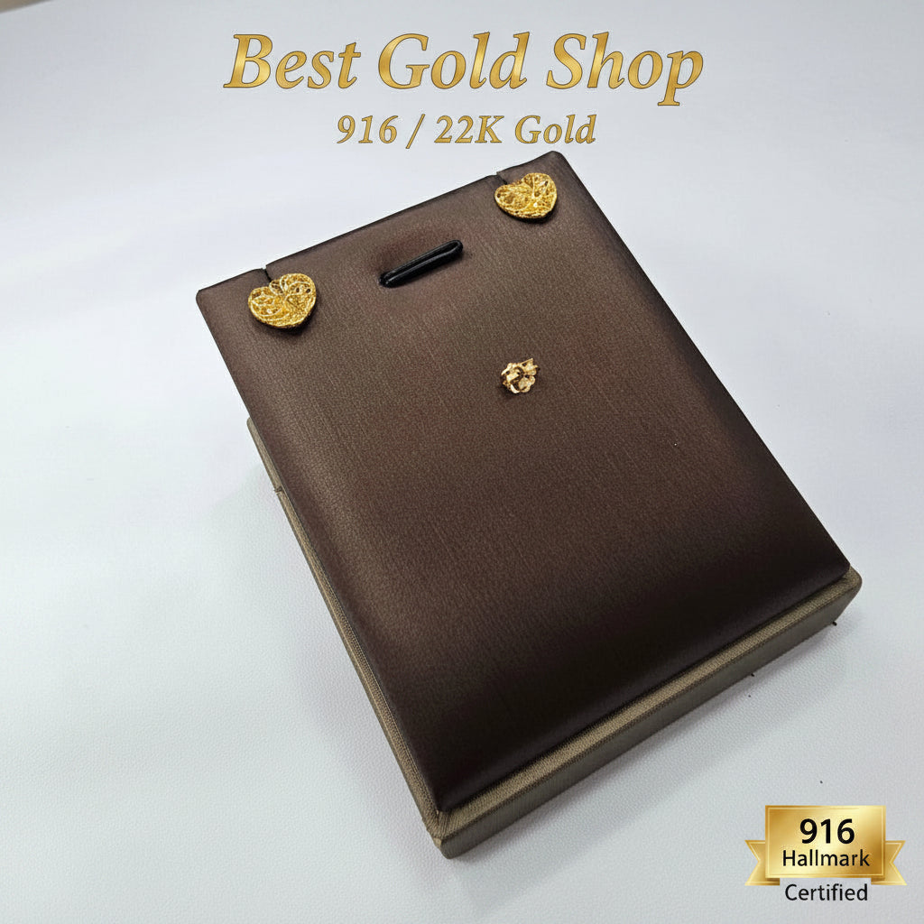 22k / 916 Gold Mesh Heart EarringEarringsBest Gold Shop