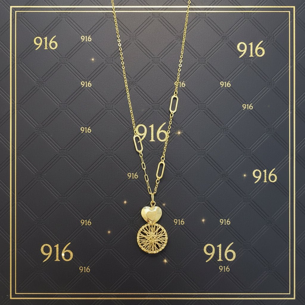 22k / 916 Gold Radiant Heart Medallion Necklace Simple and ElegantNecklacesBest Gold Shop