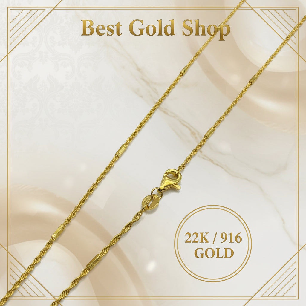 22k/ 916 Gold Rope and Bar Necklace by Best Gold ShopNecklacesBest Gold Shop