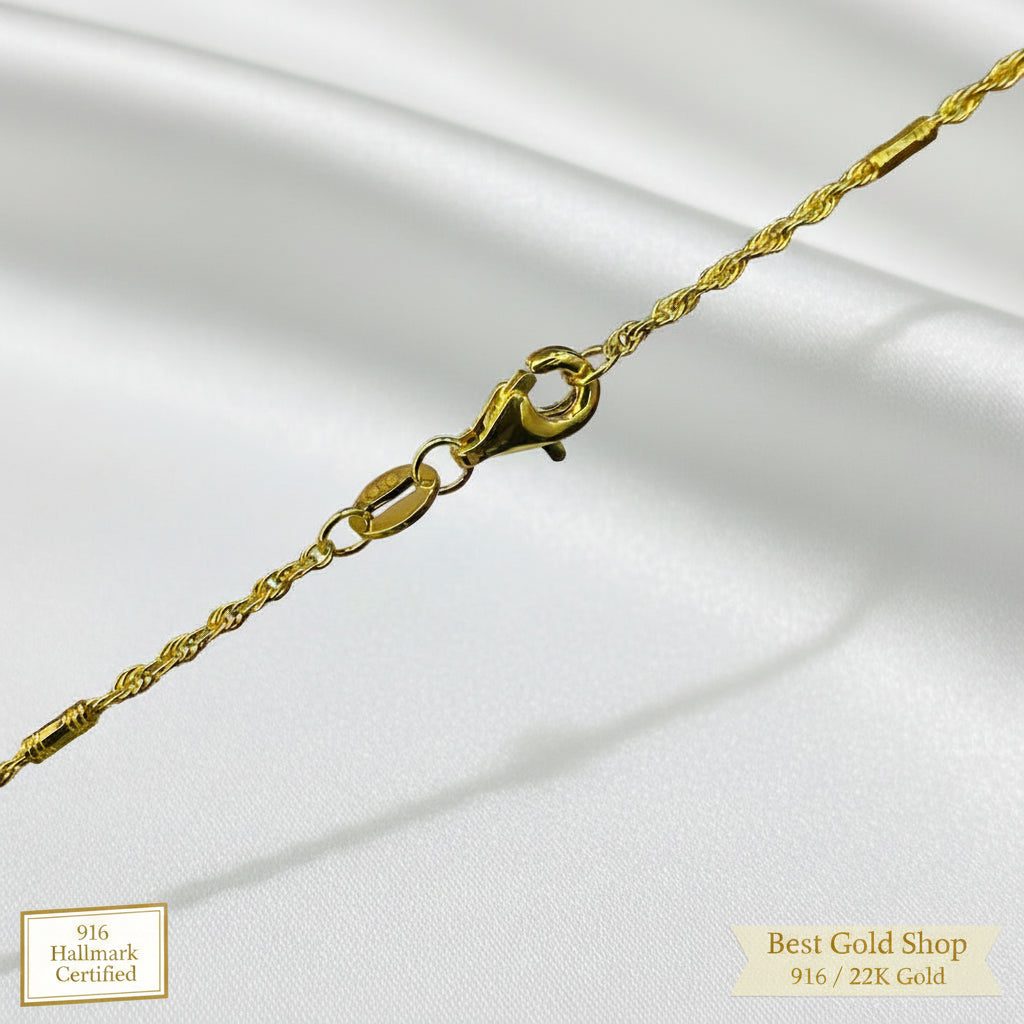 22k/ 916 Gold Rope and Bar Necklace by Best Gold ShopNecklacesBest Gold Shop