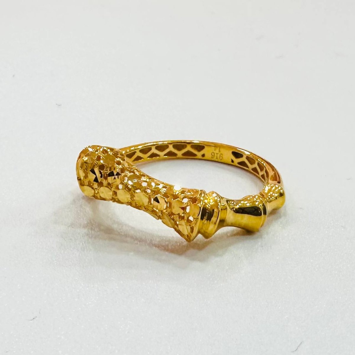 22K / 916 Gold Sculpted Bamboo Rings – Bold Artistic Design - Best Gold Shop 22k gold 22k gold ring 916 gold Rings