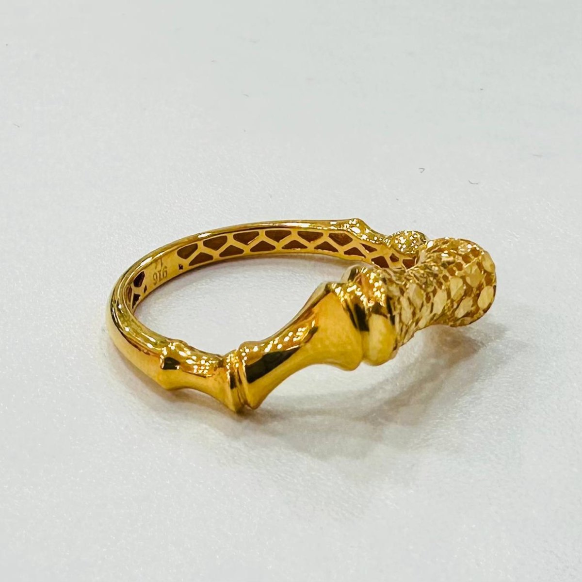 22K / 916 Gold Sculpted Bamboo Rings – Bold Artistic Design - Best Gold Shop 22k gold 22k gold ring 916 gold Rings
