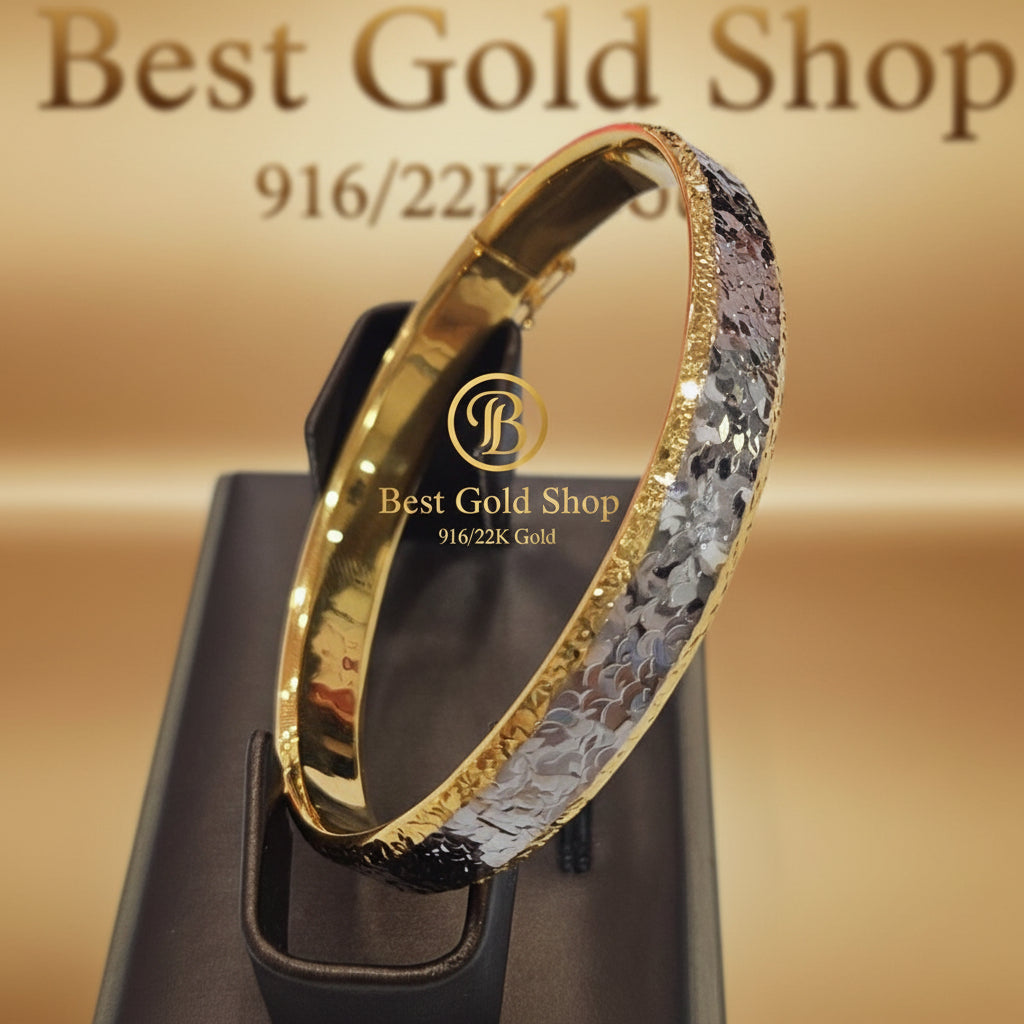 22k / 916 Gold Shimmer Cutting Bangle Elegant 2 toneBraceletsBest Gold Shop