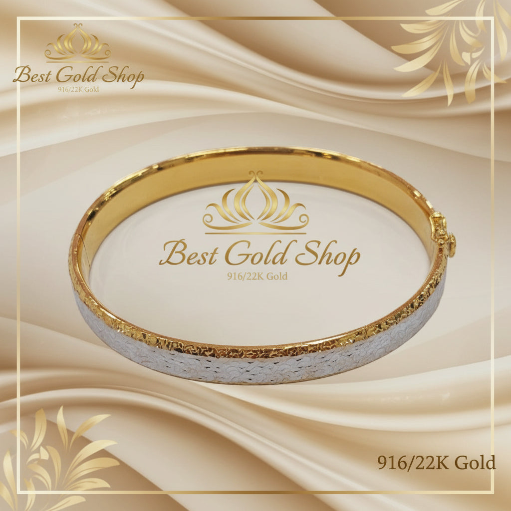 22k / 916 Gold Shimmer Cutting Bangle Elegant 2 toneBraceletsBest Gold Shop