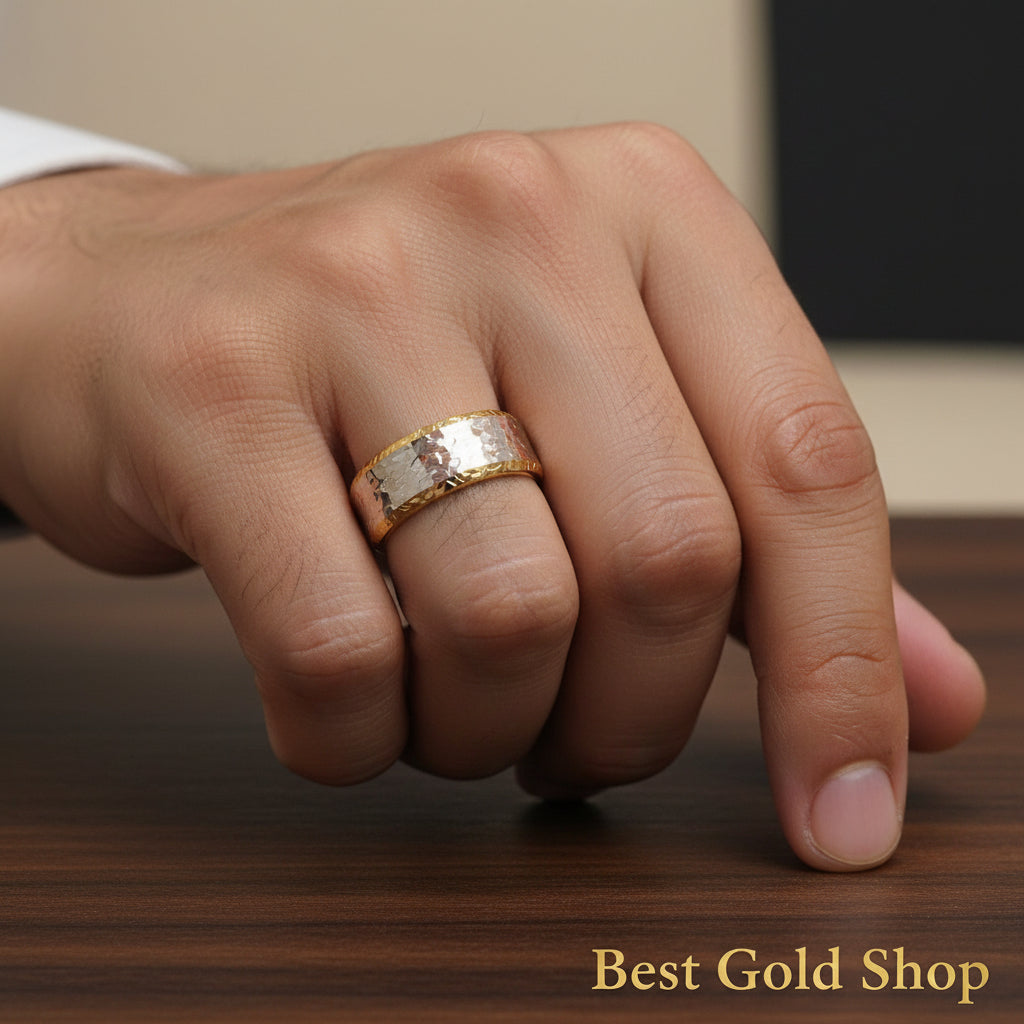 22k / 916 Gold Shimmer Cutting Ring 2 ToneRingsBest Gold Shop