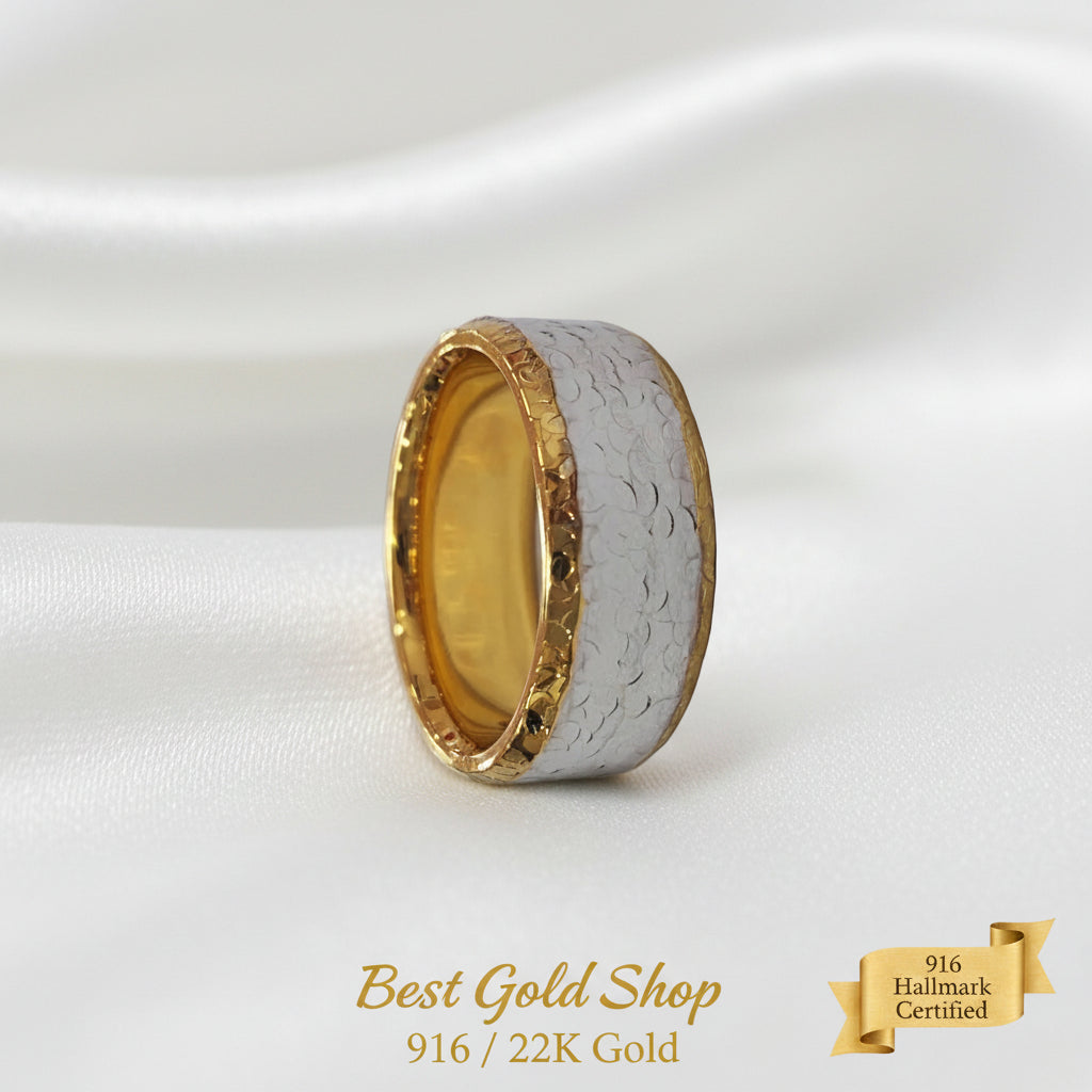 22k / 916 Gold Shimmer Cutting Ring 2 ToneRingsBest Gold Shop