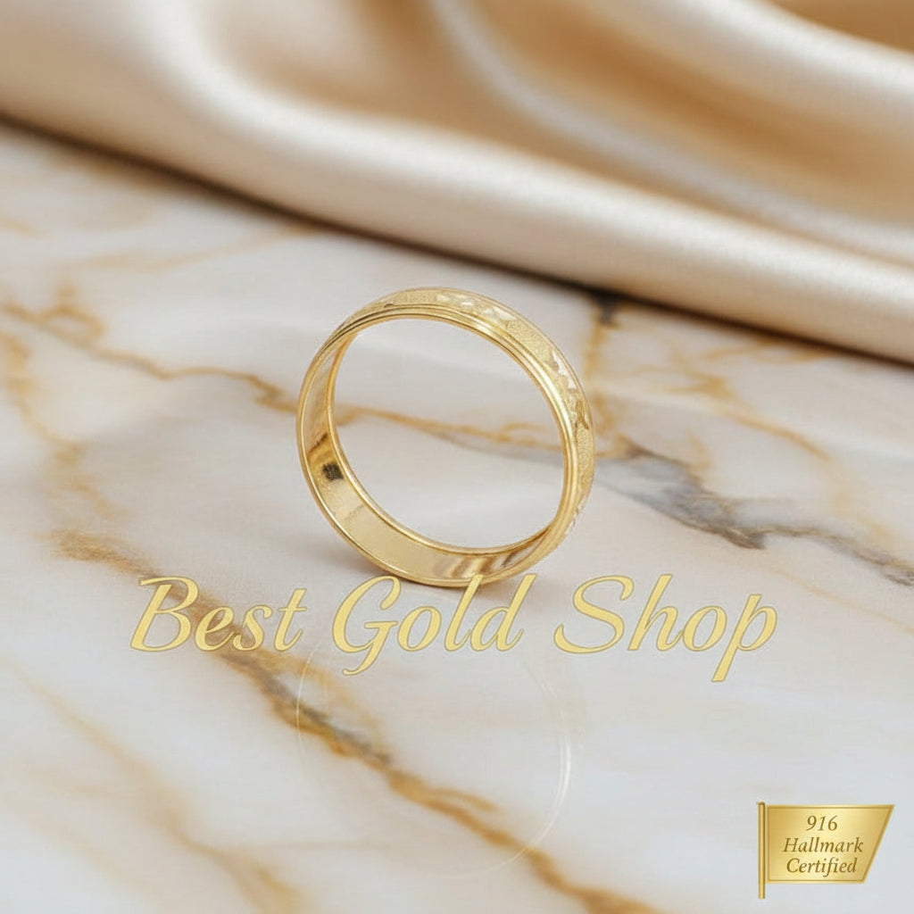 916 gold slim hollow ring V3 inner band view on marble