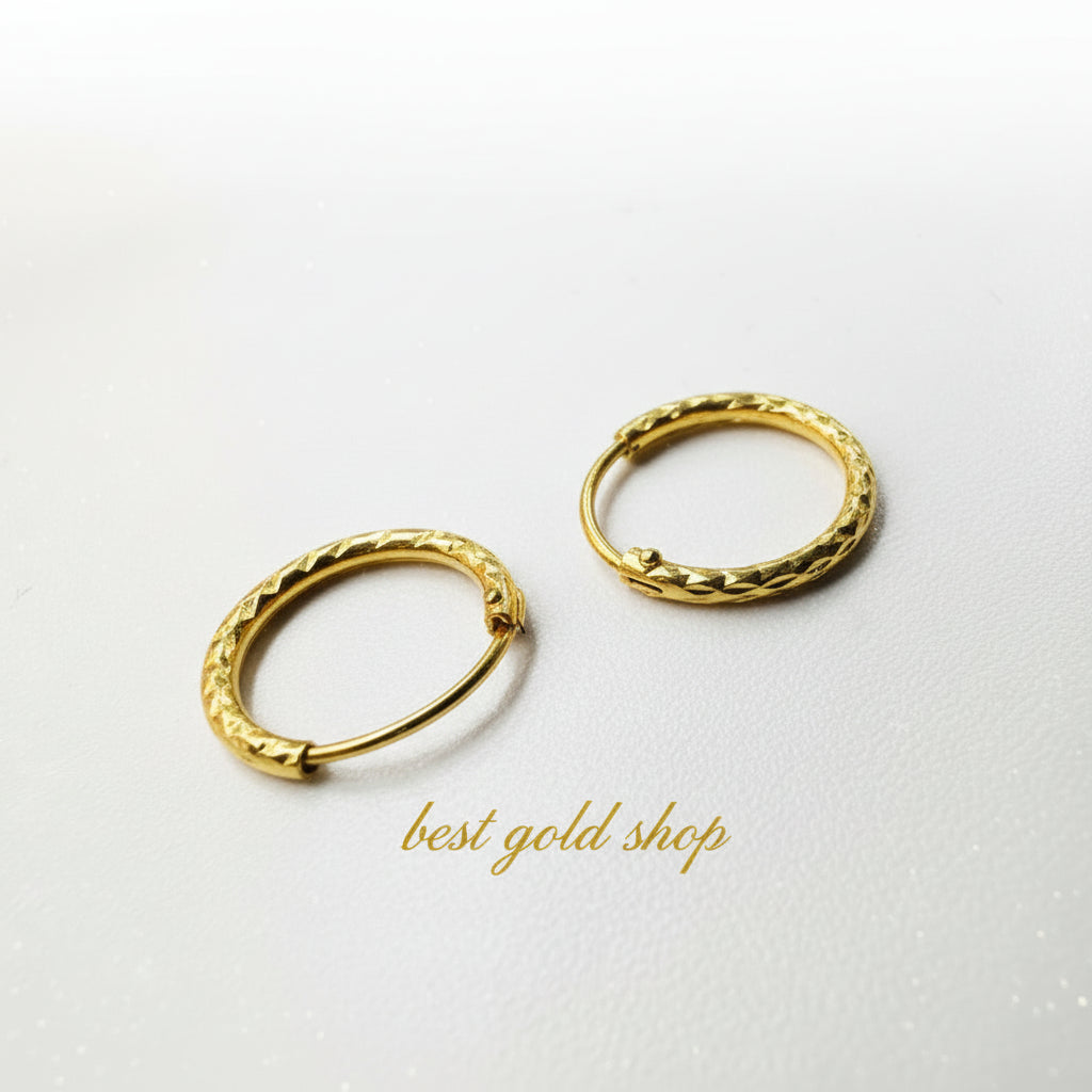 22K / 916 Gold Smooth with Cutting Edge Loop Earring by Best Gold ShopEarringsBest Gold Shop
