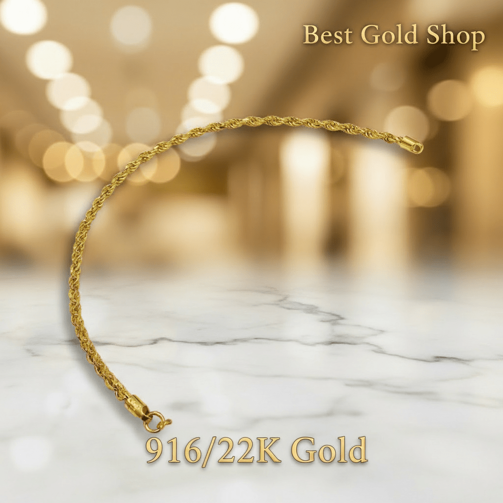 22K / 916 Gold Solid Rope Bracelet by Best Gold ShopBraceletsBest Gold Shop