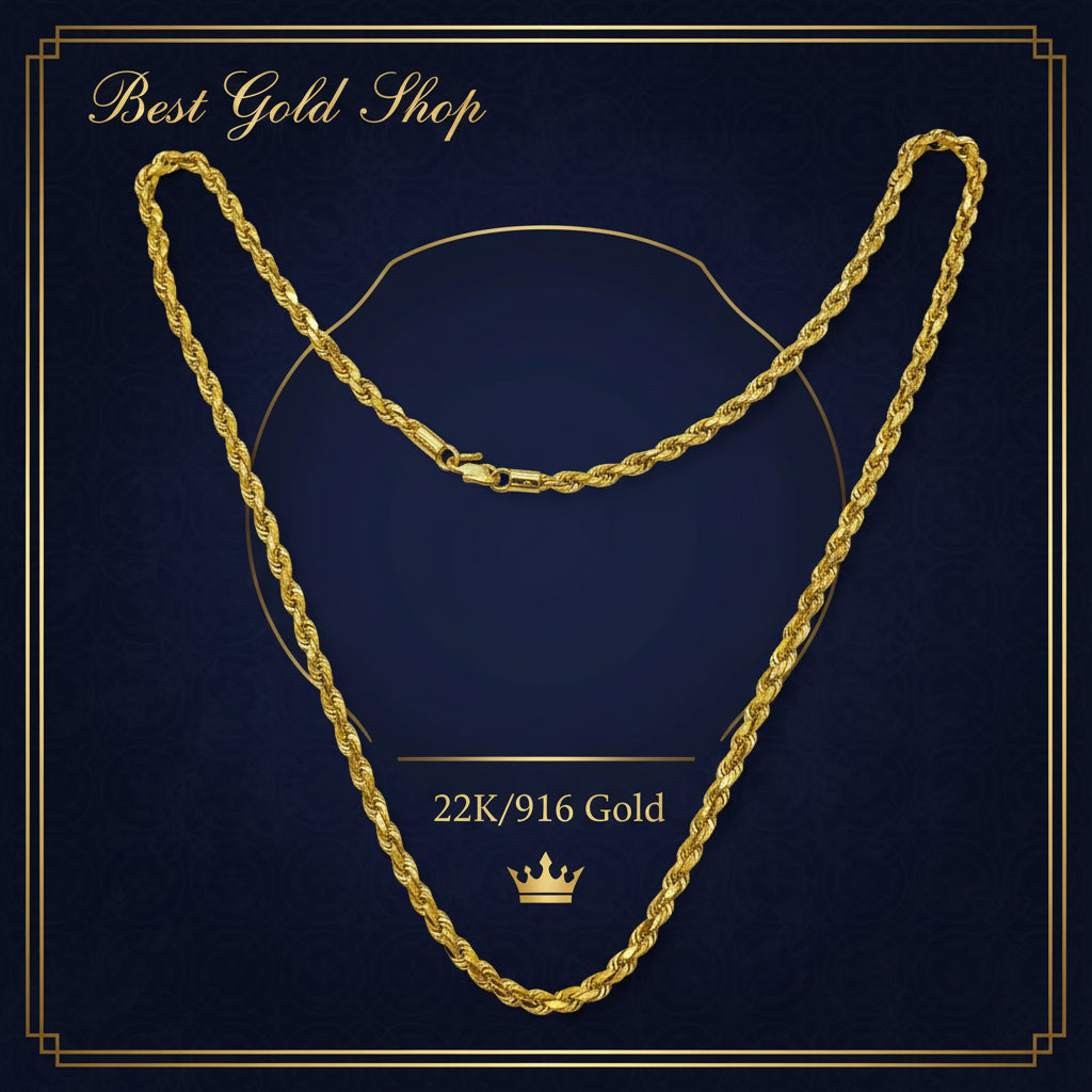 22k / 916 gold solid rope necklace by Best Gold ShopNecklacesBest Gold Shop