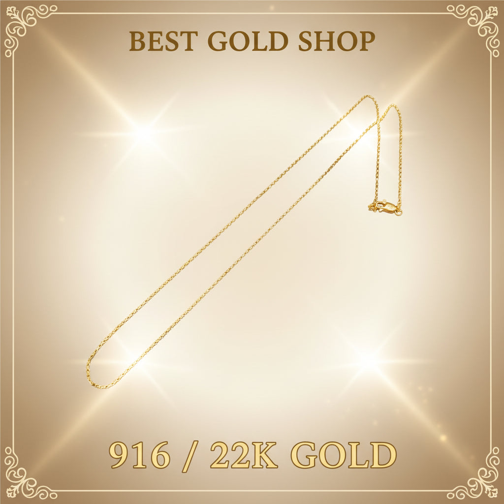 916 gold solid Wan Zi thin chain necklace by Best Gold Shop