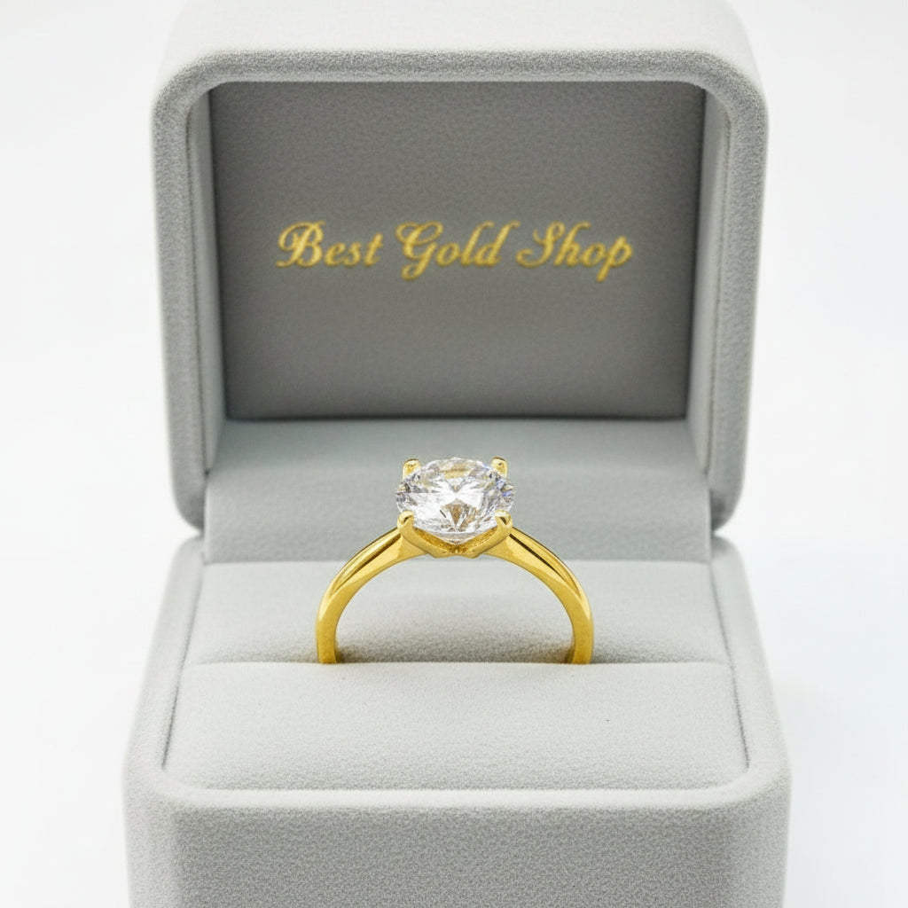 22k / 916 Gold Solitaire Rings Lab Grown Crystal Bold Design V3RingsBest Gold Shop