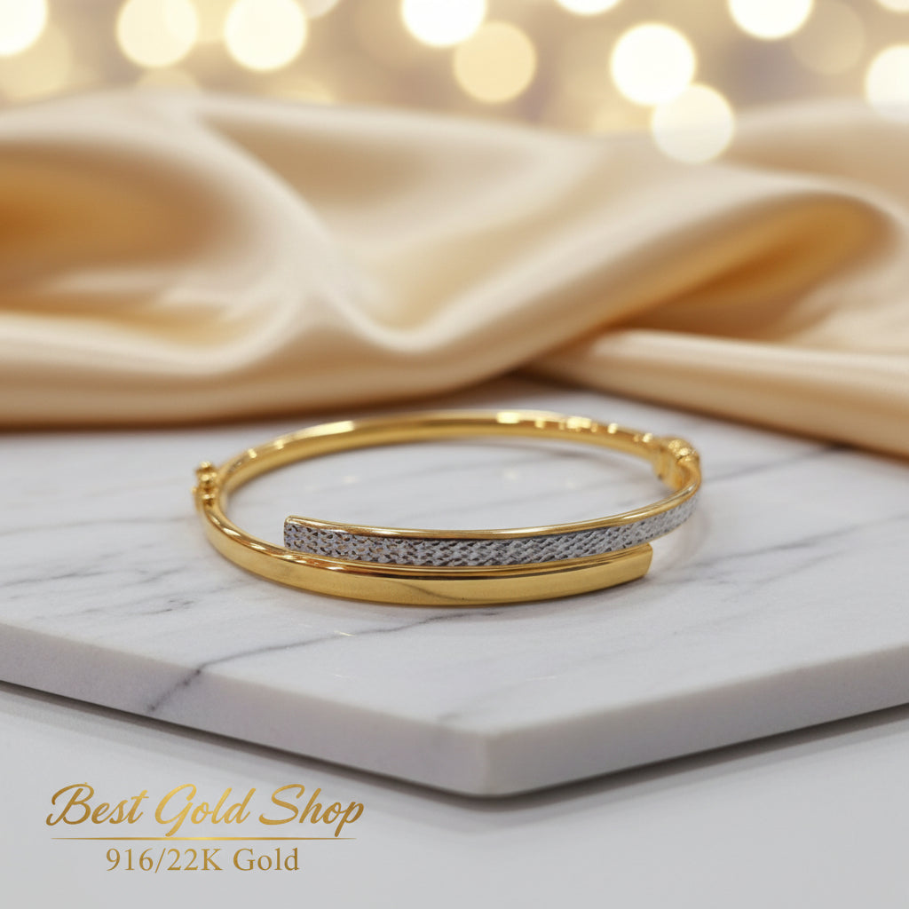 22k / 916 Gold Sparkling Dual Row Bangle Dual ToneBraceletsBest Gold Shop
