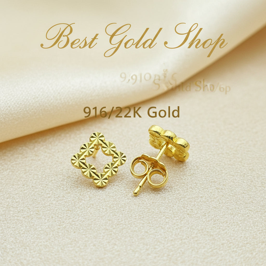 22k / 916 Gold Square cutting earring by Best Gold ShopEarringsBest Gold Shop