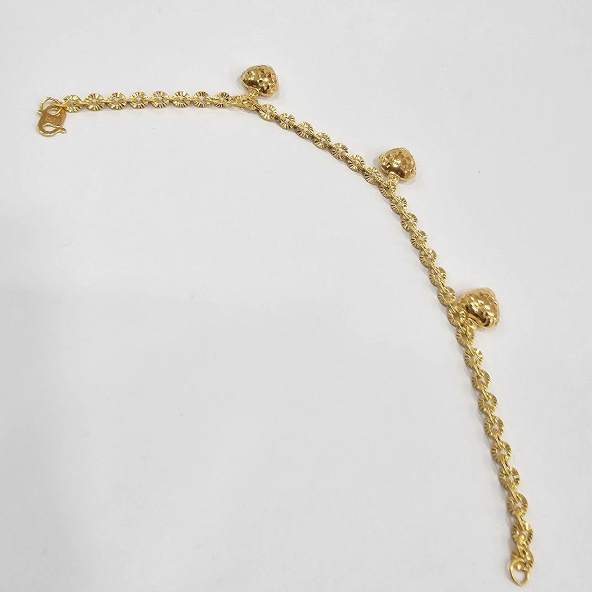 22k / 916 Gold Sunflower with Dangling Heart Bracelet By Best Gold Shop - 22k gold 22k gold bracelet 916 gold Bracelets