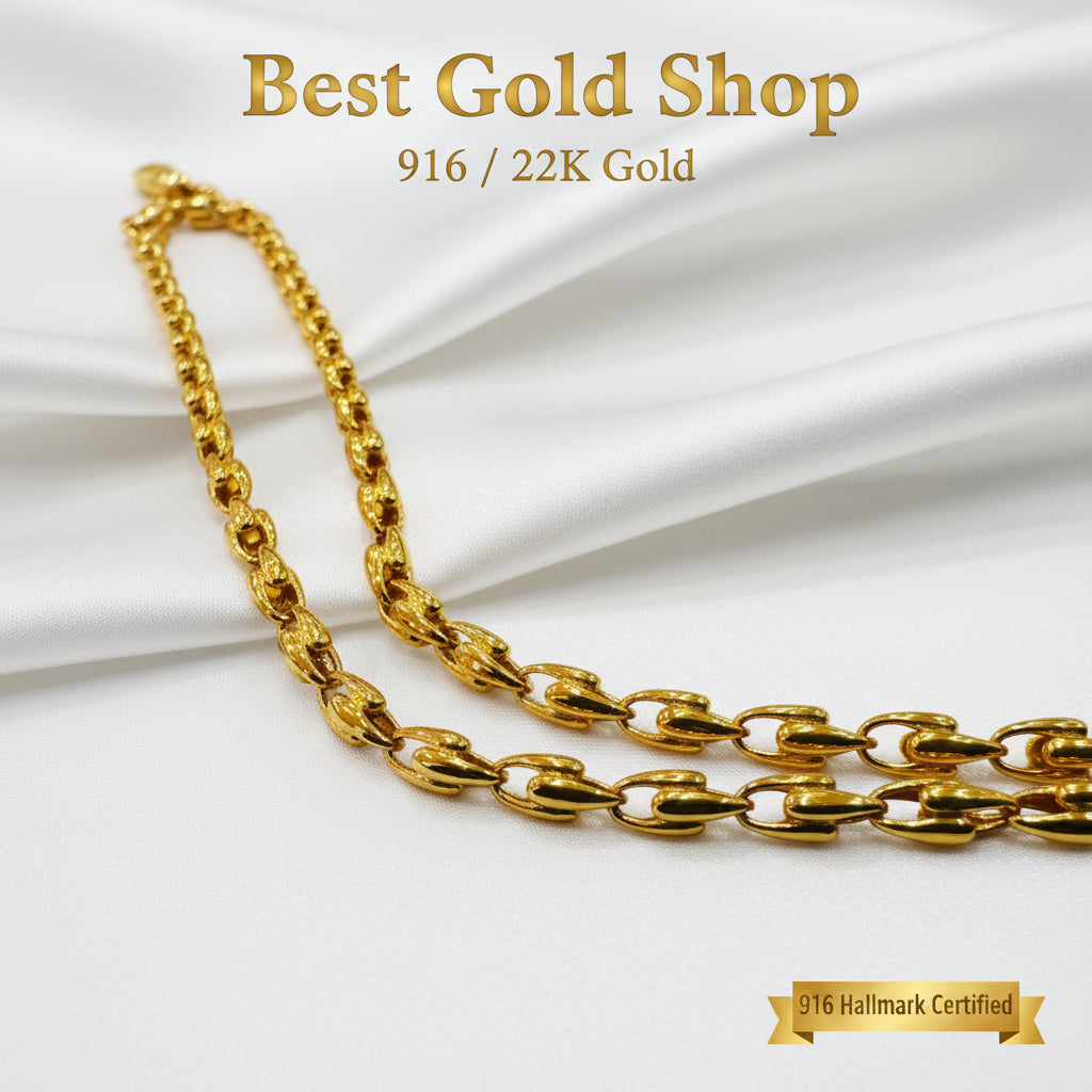 22k / 916 Gold Torpedo Anchor Link Necklace Unique DesignNecklacesBest Gold Shop