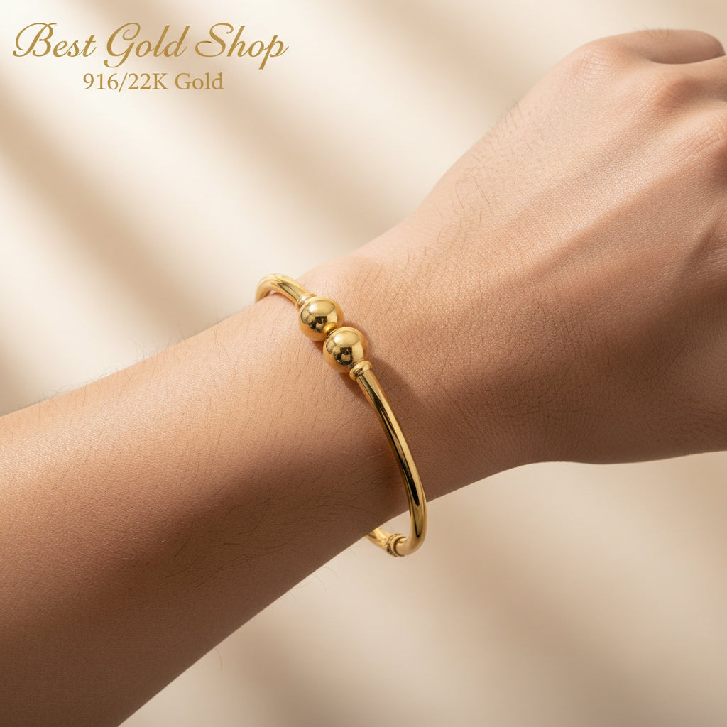 22k / 916 Gold Twin Ball Bangle by Best Gold ShopBraceletsBest Gold Shop