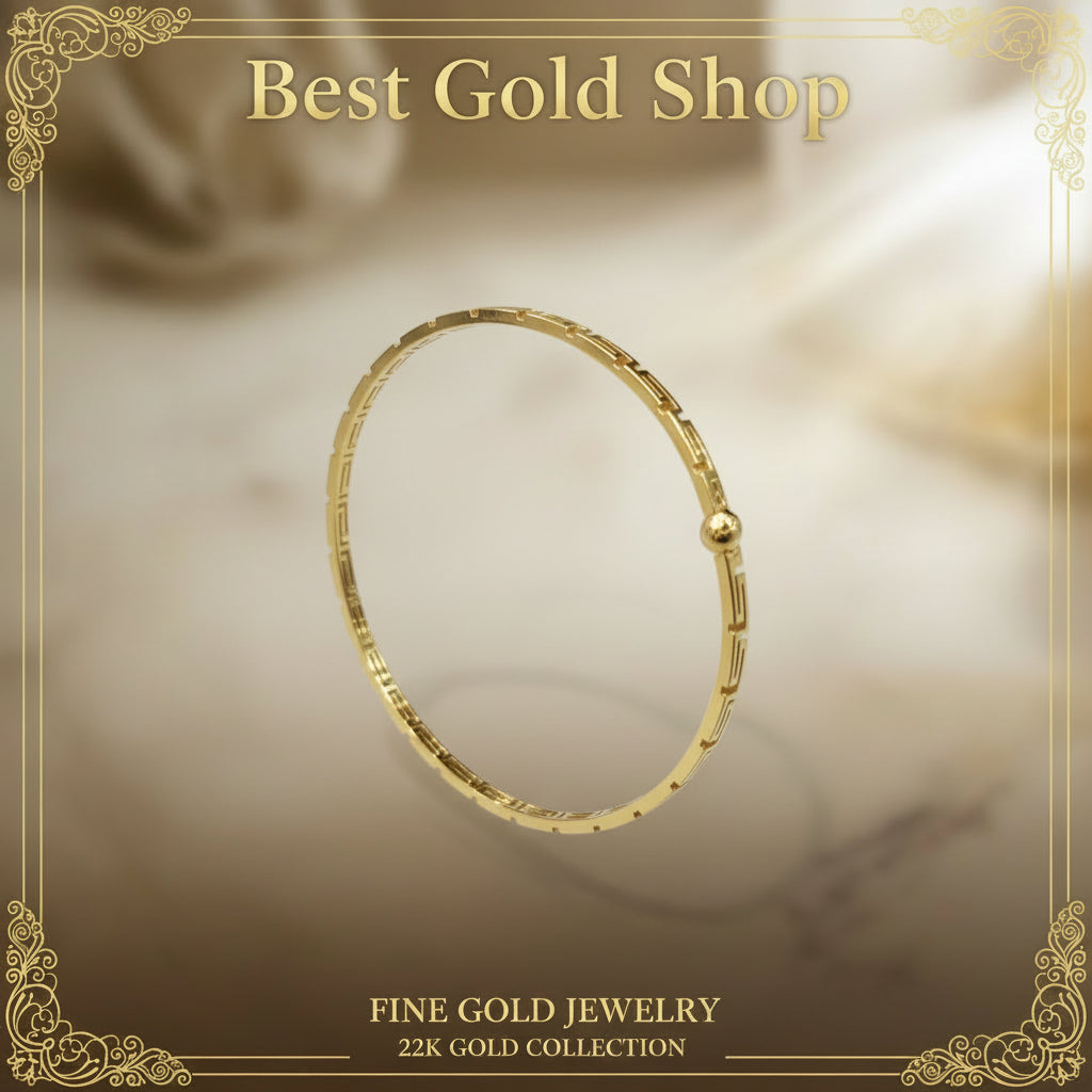22K / 916 Gold Wan Zi Bangle – High Polish Finish - 22k gold 22k gold bangle 22k gold bracelet Bracelets