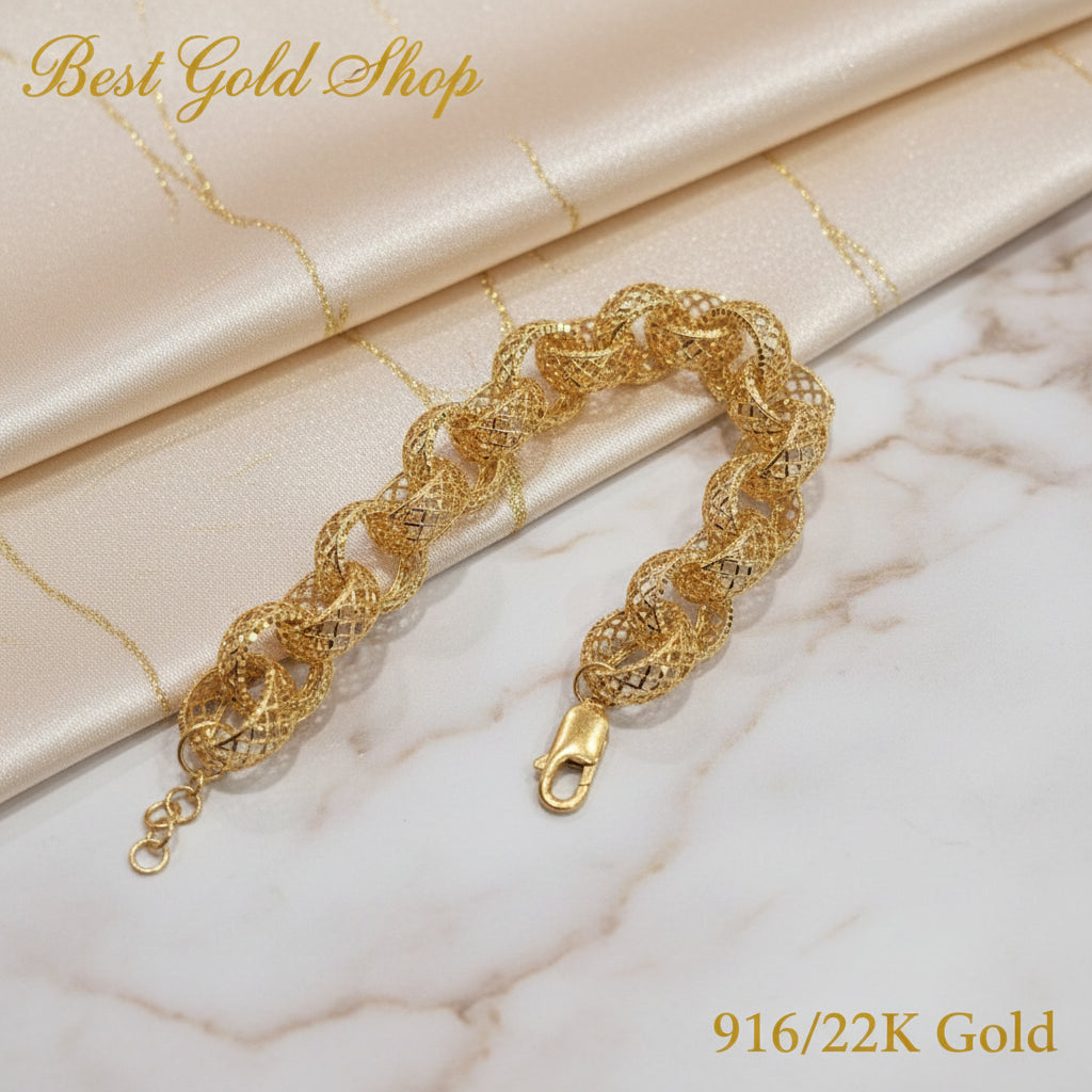 22k / 916 Gold Wave Ring Bracelet by Best Gold ShopBraceletsBest Gold Shop