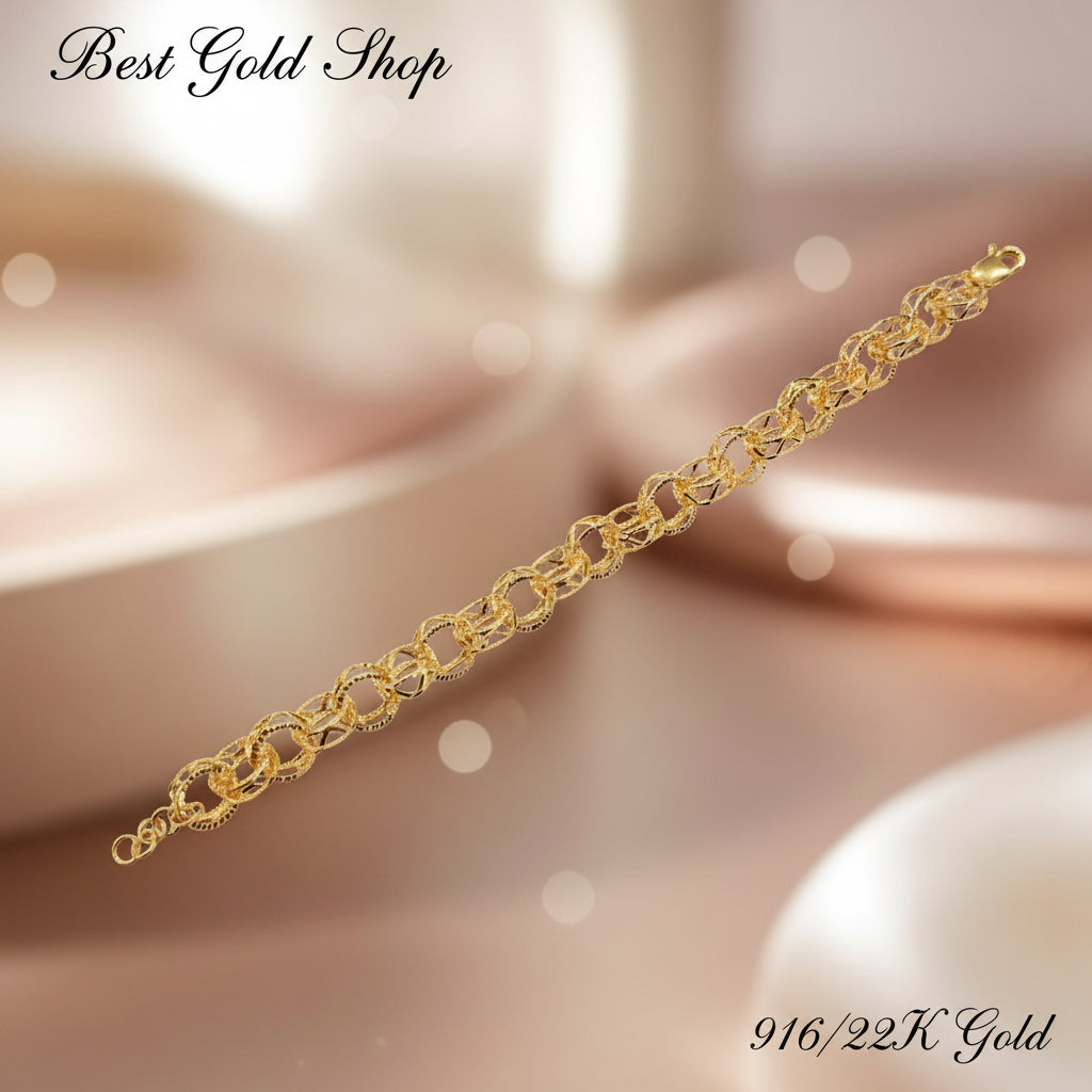 22k / 916 Gold Wave WW Design Bracelet by Best Gold ShopBraceletsBest Gold Shop