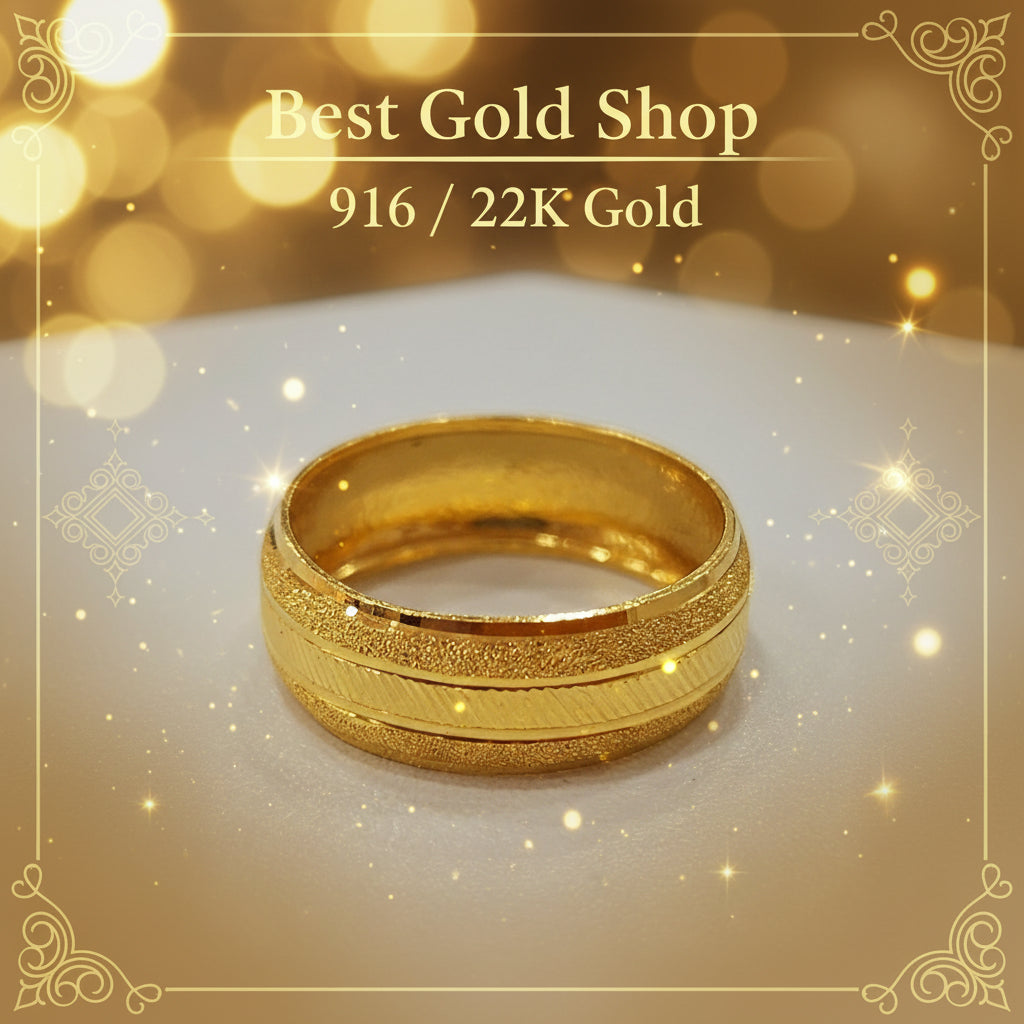22k / 916 Gold Wide Hollow Ring Design 4 by Best Gold ShopRingsBest Gold Shop