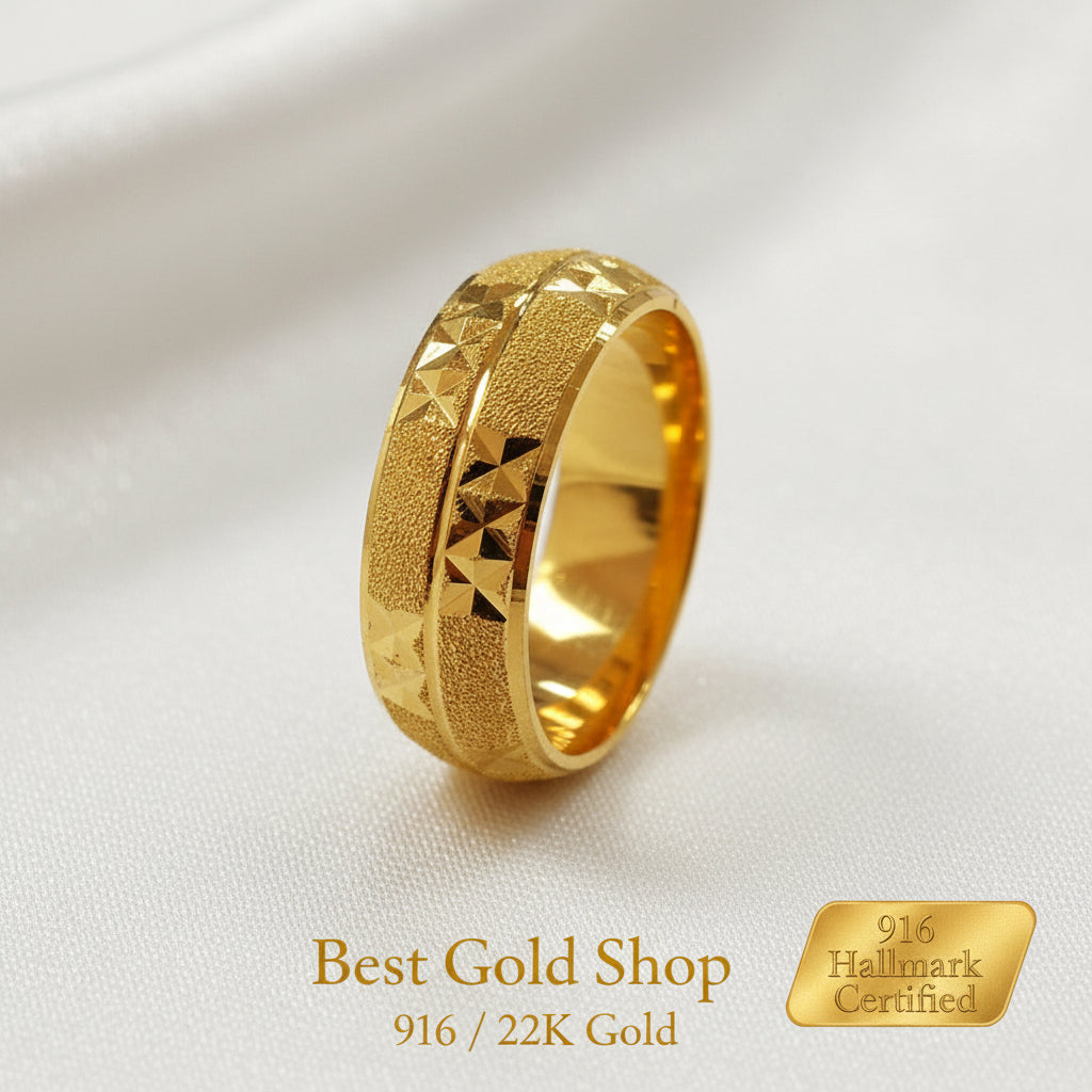 916 Gold Wide Hollow Ring Design 5 by Best Gold ShopRingsBest Gold Shop
