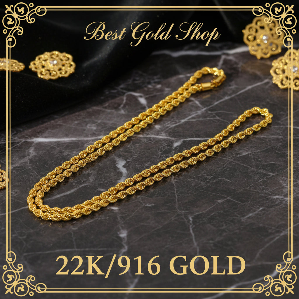 22K / 916 Hollow Rope Gold Necklace by Best Gold ShopNecklacesBest Gold Shop