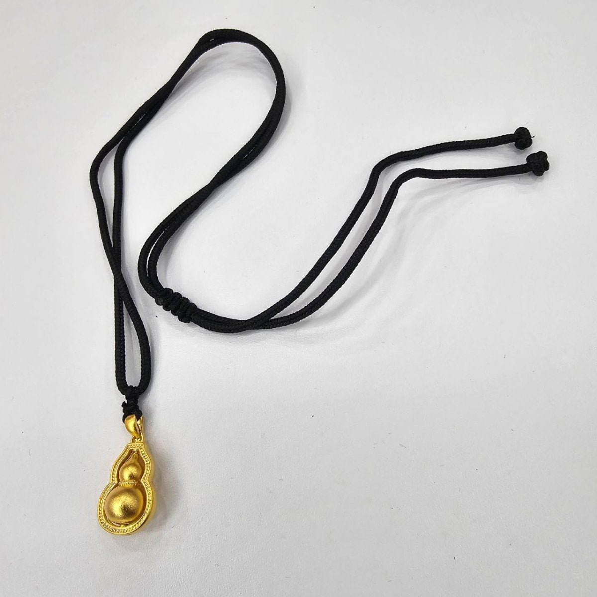 24K / 999 Gold Bottle Gourd Pendant with Black String - Best Gold Shop 24k gold 24k gold Pendant 999 gold Charms & Pendants