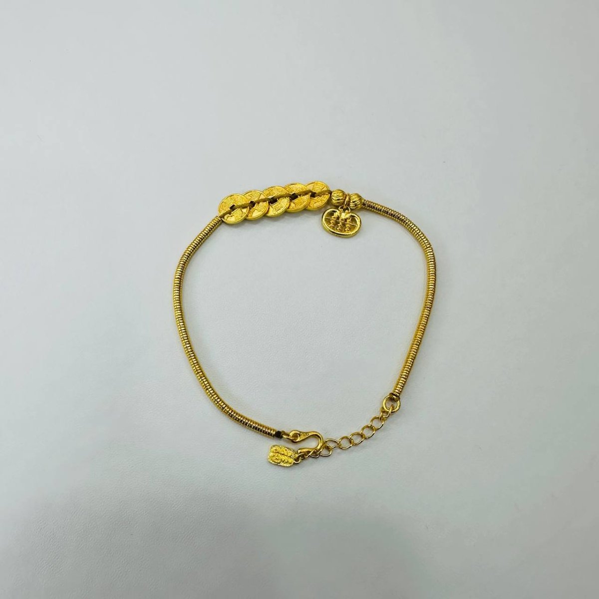 24k / 999 Gold Five Coins and abacus Bracelet by Best Gold Shop - Best Gold Shop 24k gold 24k gold bracelet 999 gold Bracelets