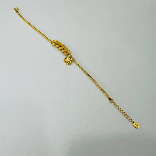24k / 999 Gold Five Coins and abacus Bracelet by Best Gold Shop - Best Gold Shop 24k gold 24k gold bracelet 999 gold Bracelets