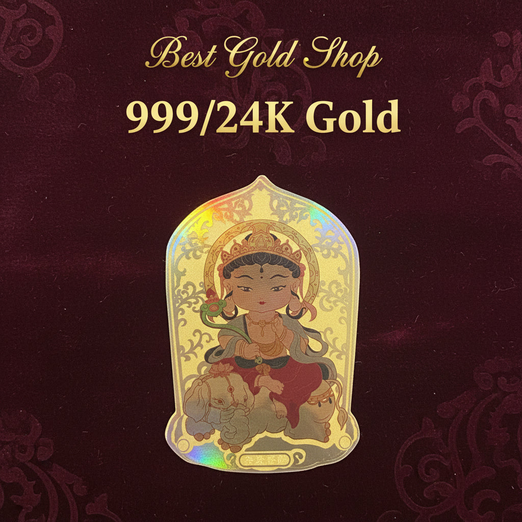24k / 999 Gold Foil Bud d h a Sticker by Best Gold ShopCharms & PendantsBest Gold Shop