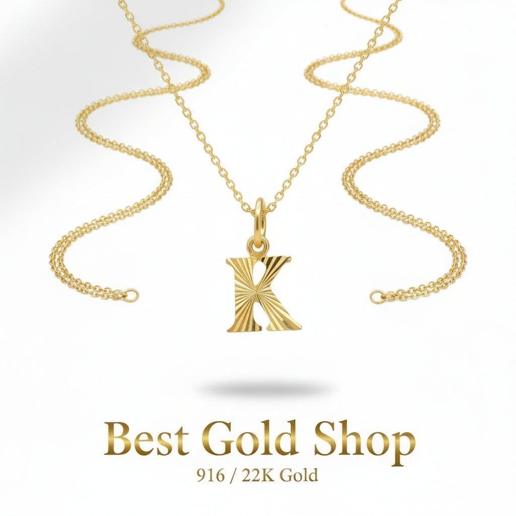 22K Gold Alphabet Pendant – Simple and BigCharms & PendantsBest Gold Shop